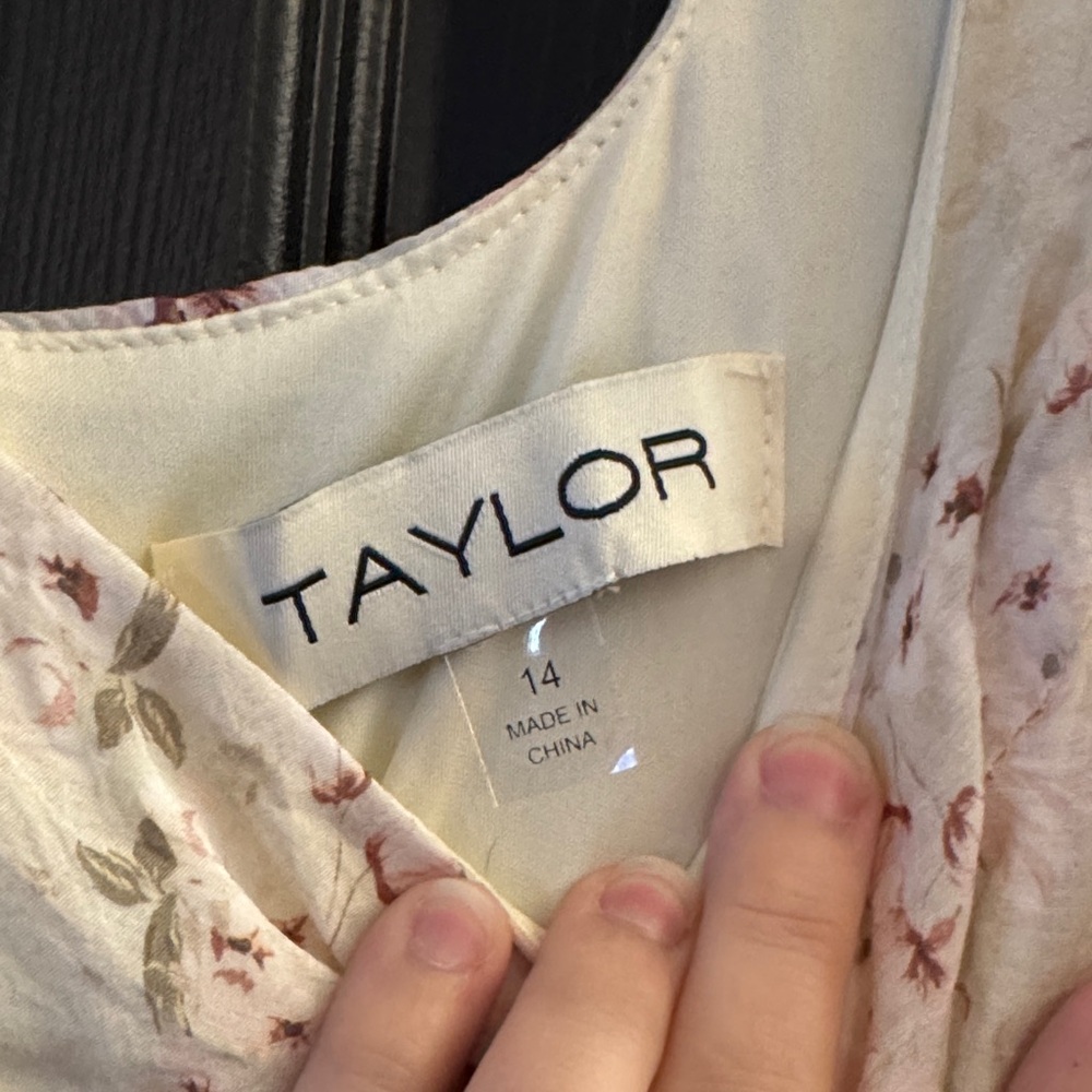 Taylor Cream Midi Dress with Pink Floral Print - Picture 2 of 3